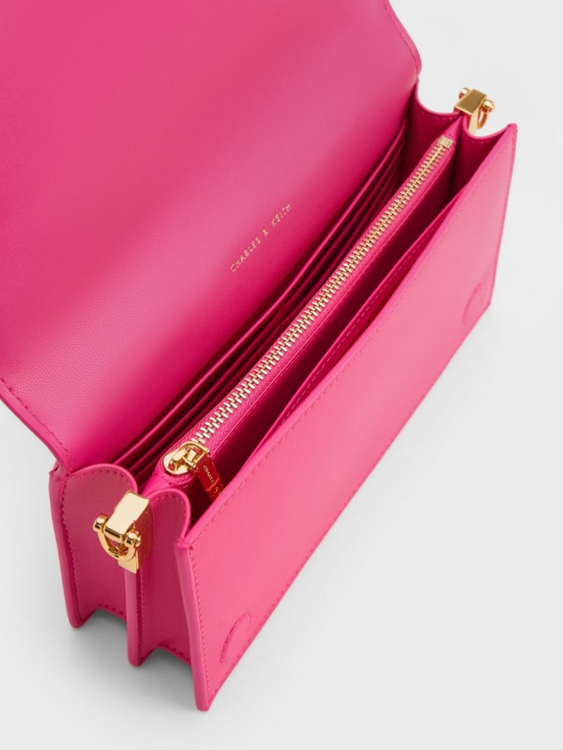 Charles & Keith Alcott Scarf Handle Gesteppt Clutch Tasche Rosa | 390HPGUIY