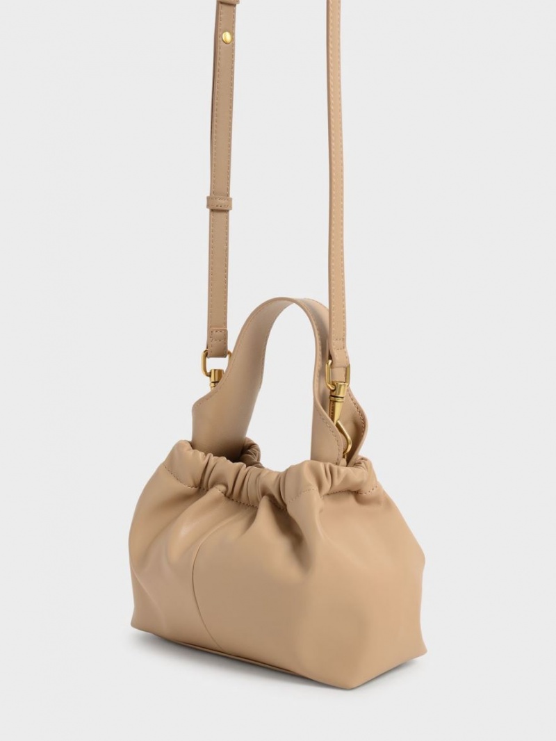 Charles & Keith Ally Ruched Slouchy Tragetaschen Beige | 065YWIJUL