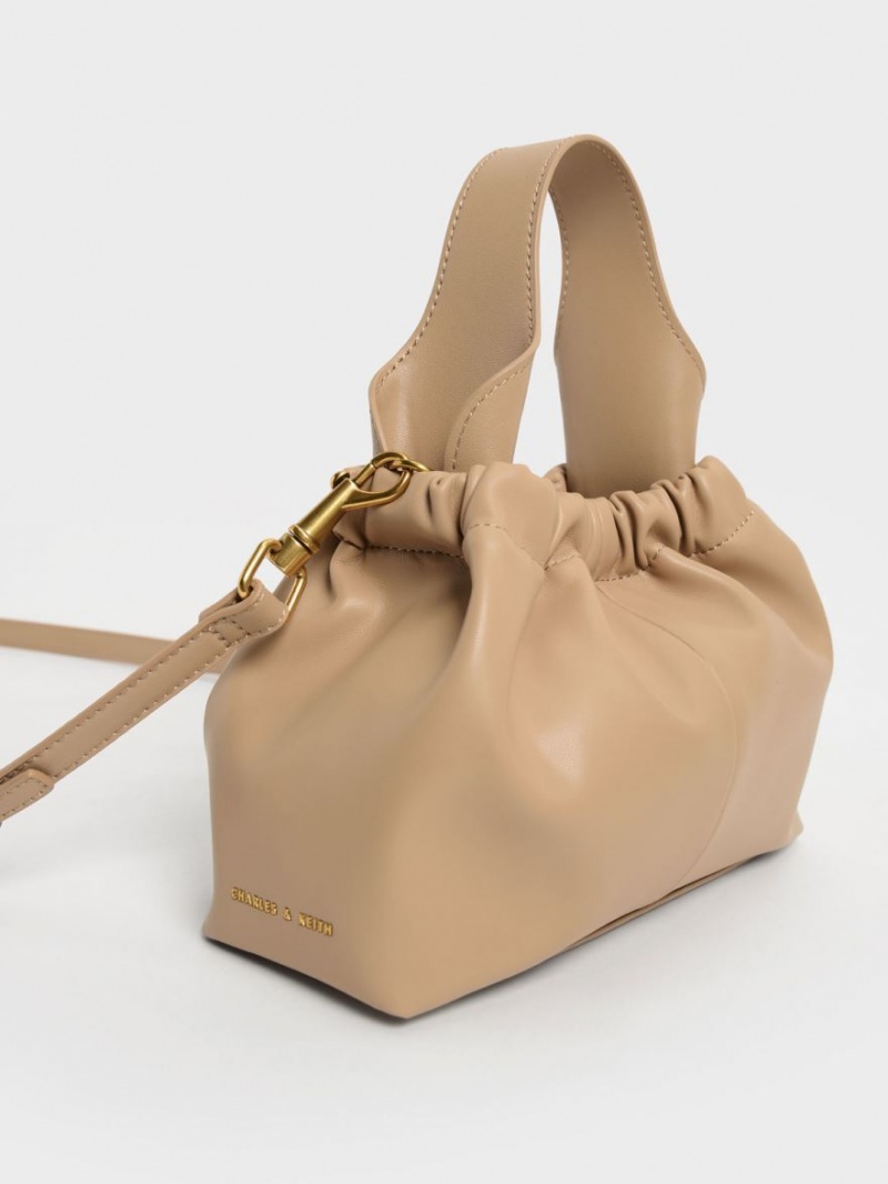 Charles & Keith Ally Ruched Slouchy Tragetaschen Beige | 065YWIJUL