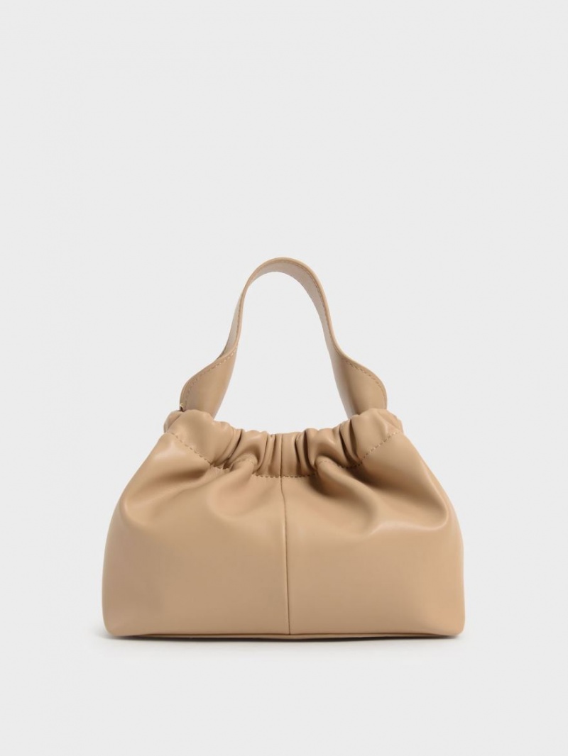 Charles & Keith Ally Ruched Slouchy Tragetaschen Beige | 065YWIJUL