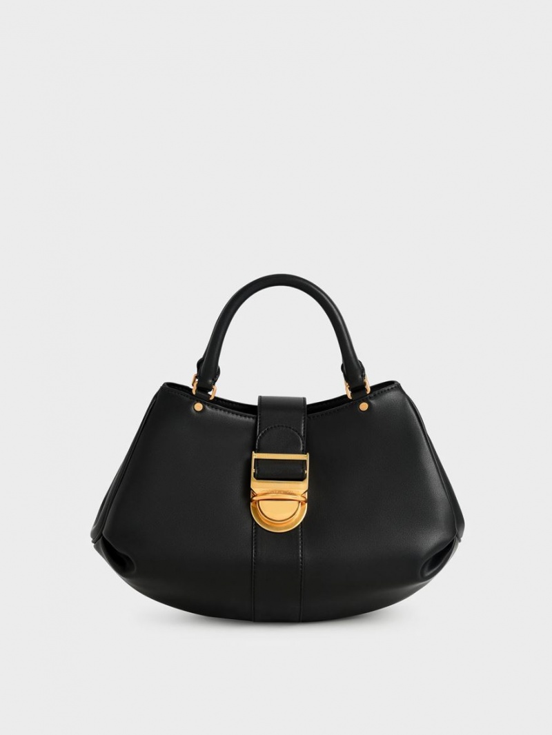 Charles & Keith Amelia Buckled Tragetaschen Schwarz | 103KRJFTQ