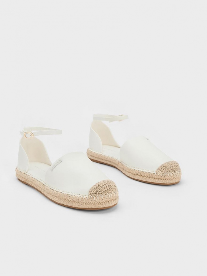 Charles & Keith Ankle-Riemen Espadrilles Flache Schuhe Weiß | 136UAGMCP