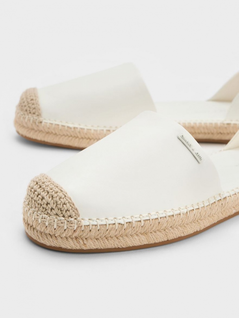 Charles & Keith Ankle-Riemen Espadrilles Flache Schuhe Weiß | 136UAGMCP