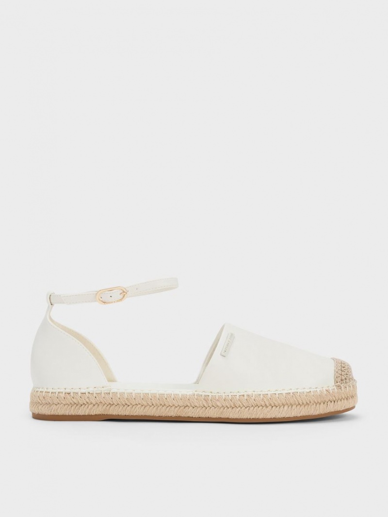 Charles & Keith Ankle-Riemen Espadrilles Flache Schuhe Weiß | 136UAGMCP