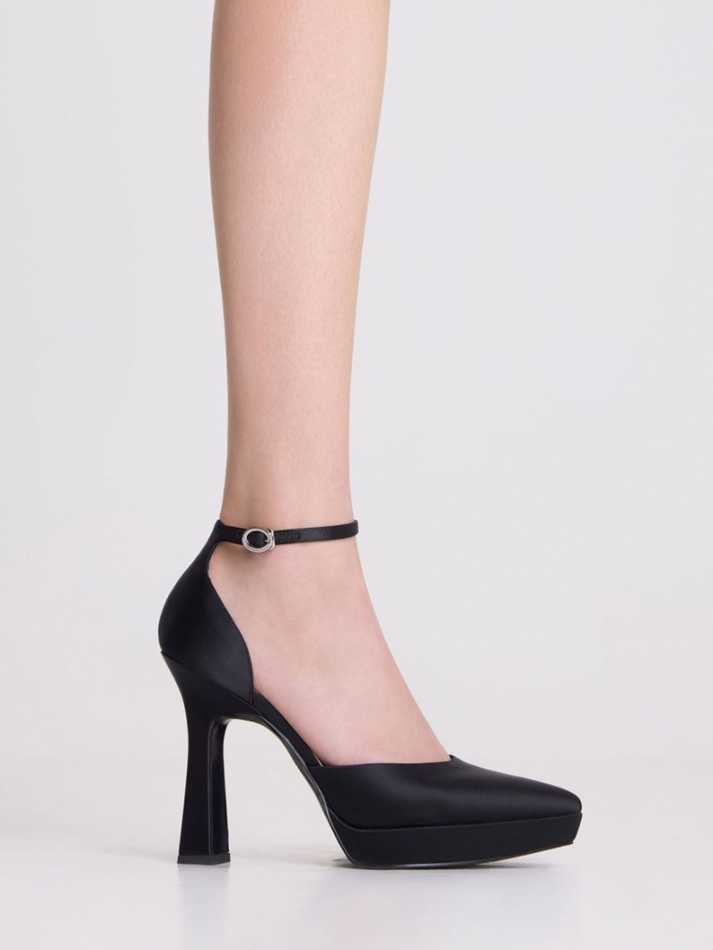 Charles & Keith Ankle Riemen D'Orsay Pumps Schwarz | 170FJRMKT