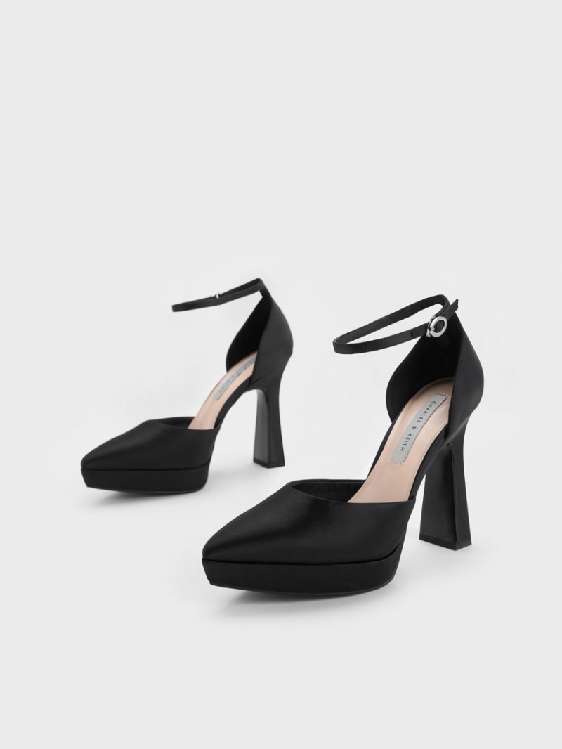 Charles & Keith Ankle Riemen D'Orsay Pumps Schwarz | 170FJRMKT