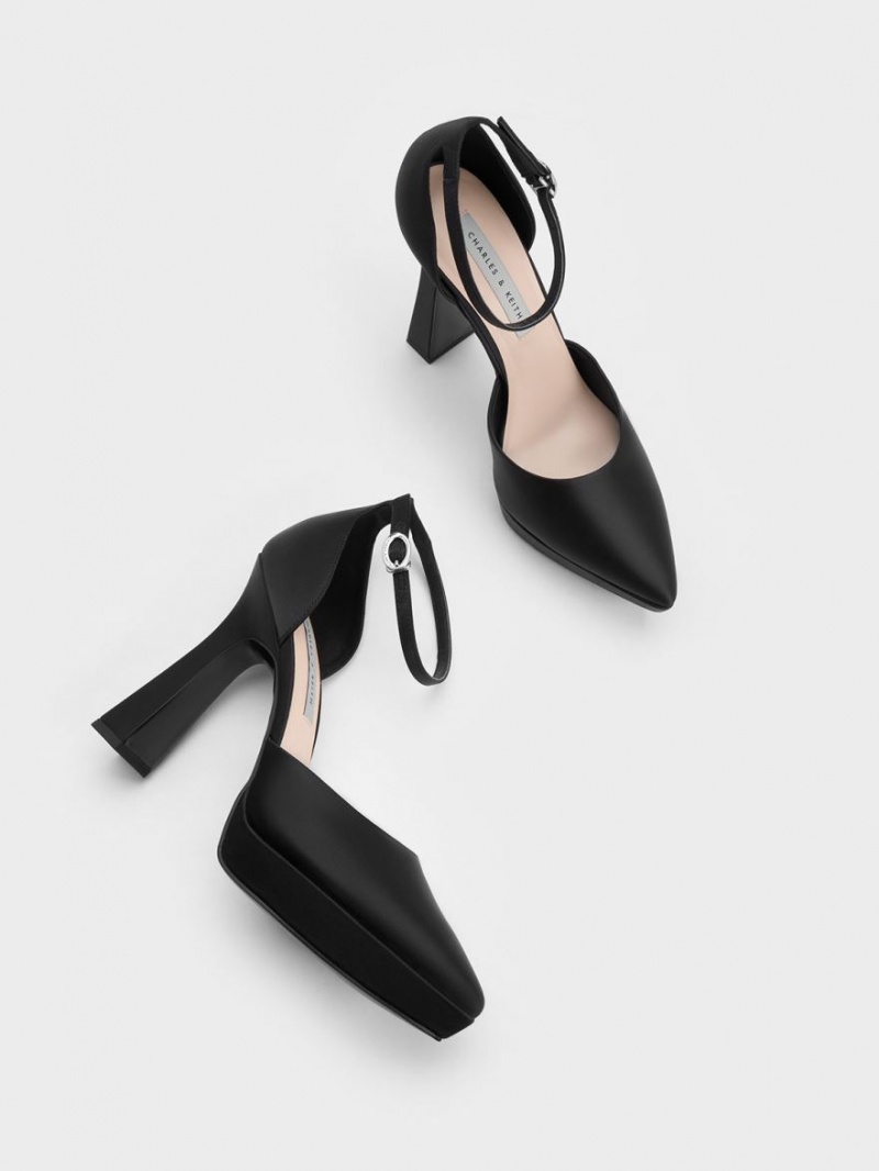 Charles & Keith Ankle Riemen D'Orsay Pumps Schwarz | 170FJRMKT