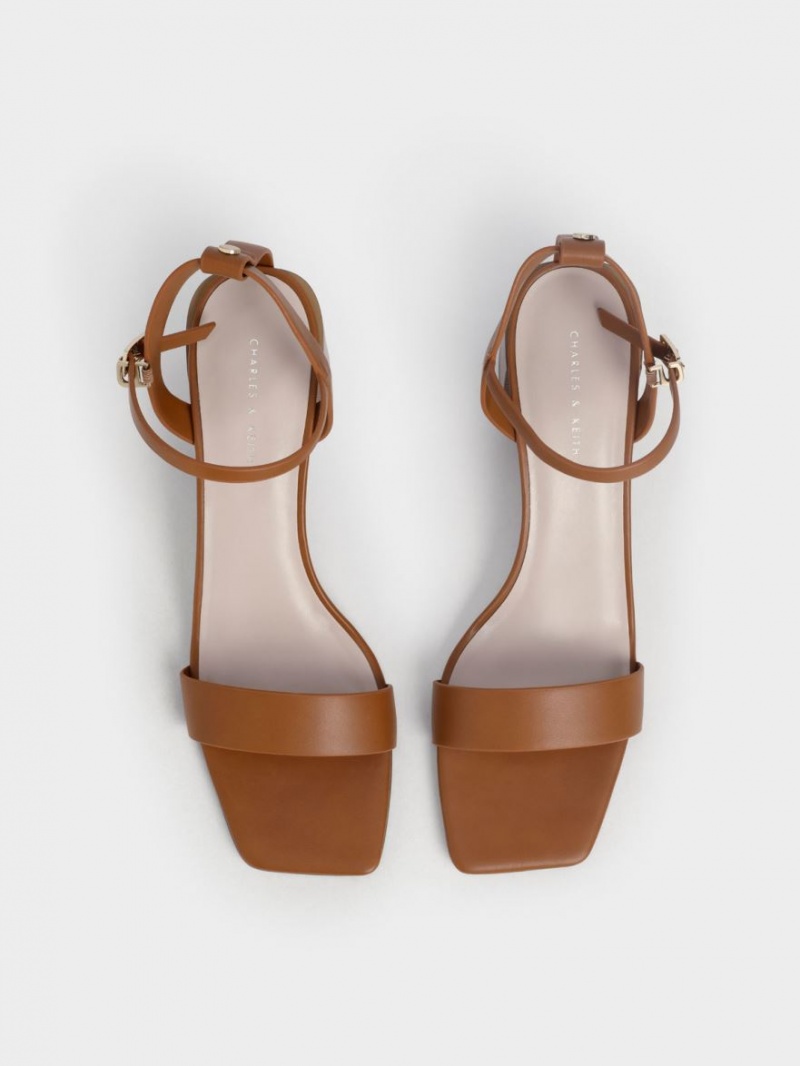 Charles & Keith Ankle Riemen Stacked Sandalen Absatz Braun | 273JIVDTP