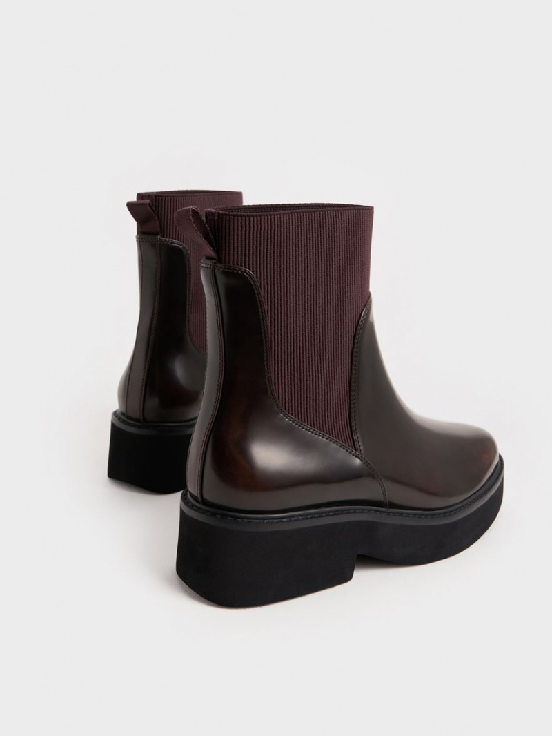 Charles & Keith Ankle Socken Stiefel Bordeaux | 204YGCITW