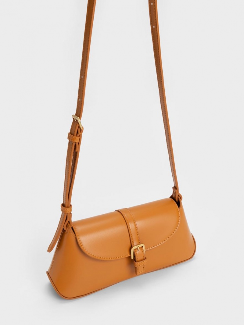 Charles & Keith Annelise Double Belted Schultertaschen Orange | 180CRZIHW