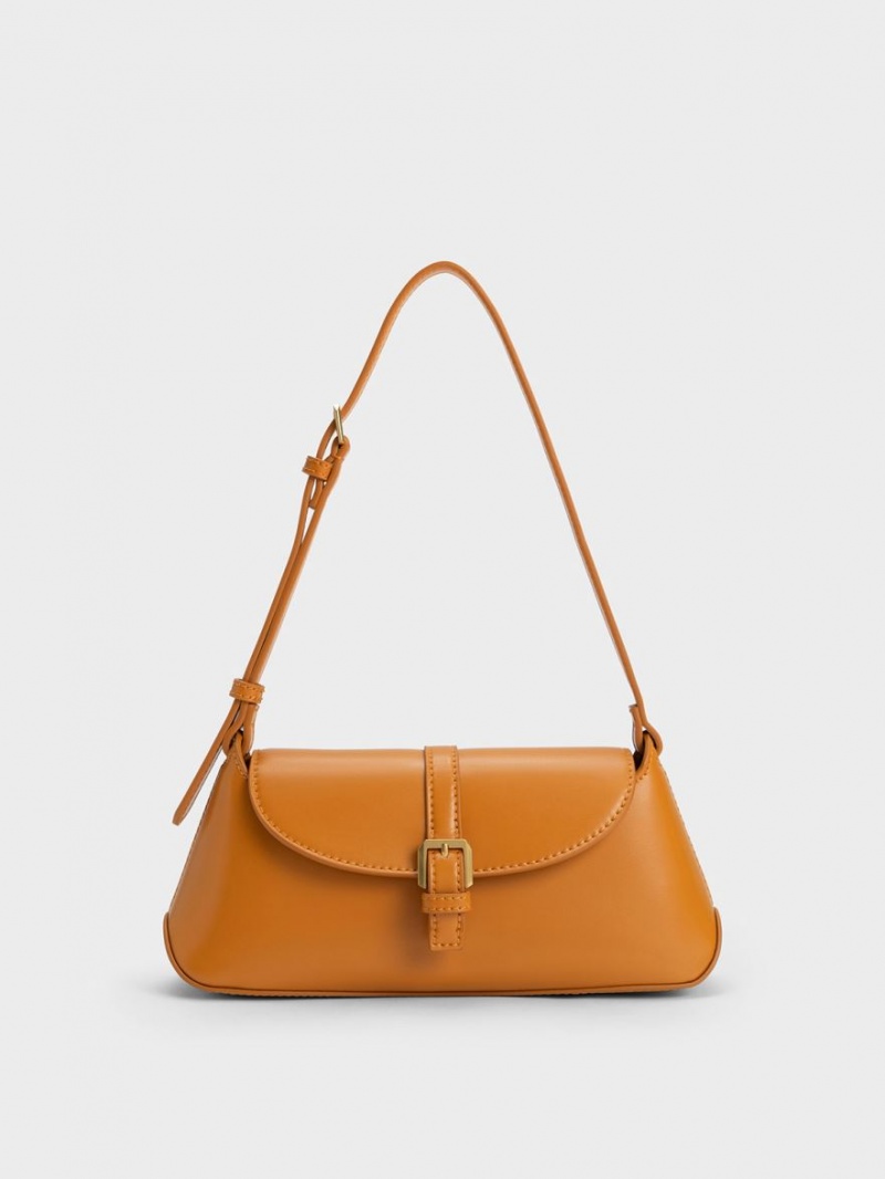 Charles & Keith Annelise Double Belted Schultertaschen Orange | 180CRZIHW