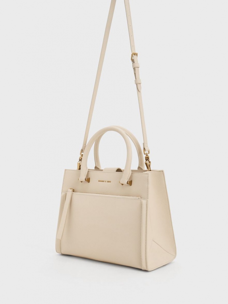 Charles & Keith Anwen Structured Tragetaschen Beige | 324CDOIWV