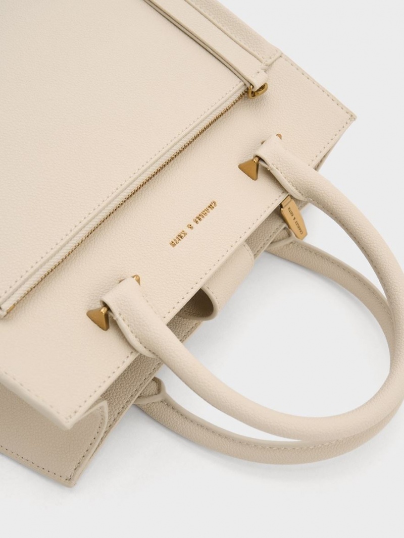 Charles & Keith Anwen Structured Tragetaschen Beige | 324CDOIWV