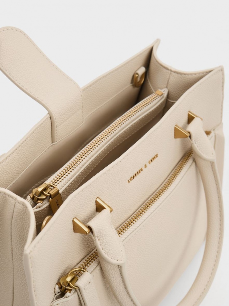 Charles & Keith Anwen Structured Tragetaschen Beige | 324CDOIWV