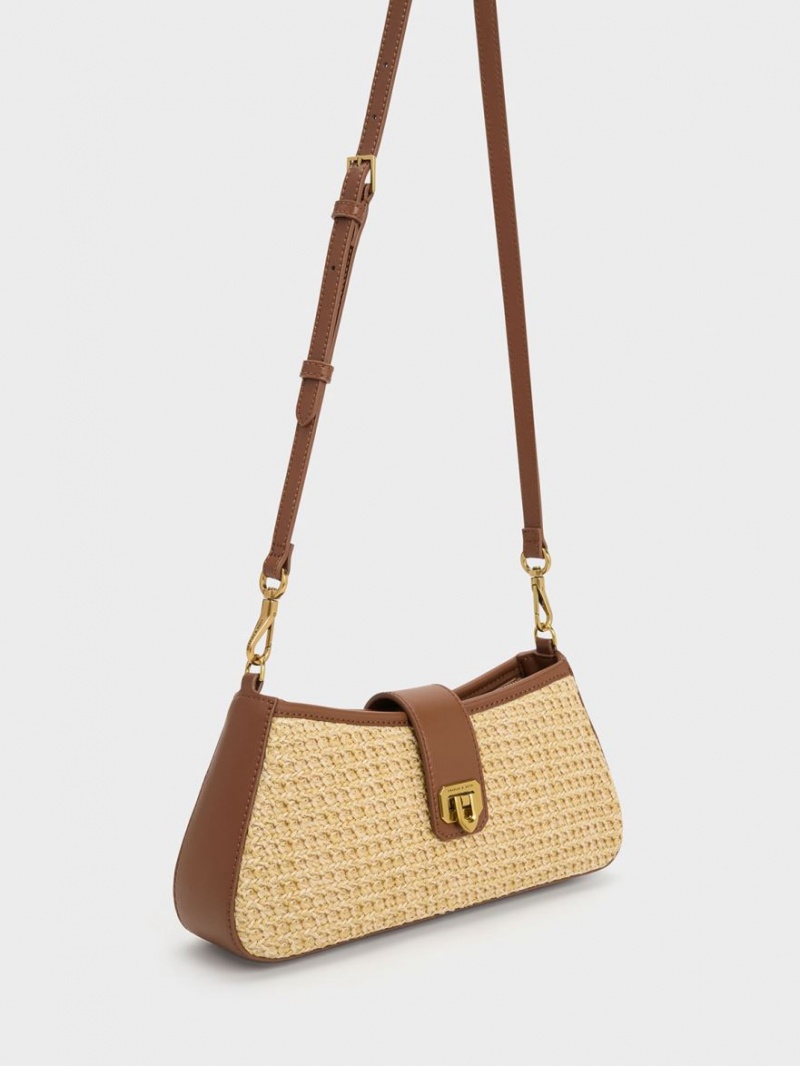 Charles & Keith Arwen Raffia Chunky Chain Tragetaschen Beige | 410XGOKEV