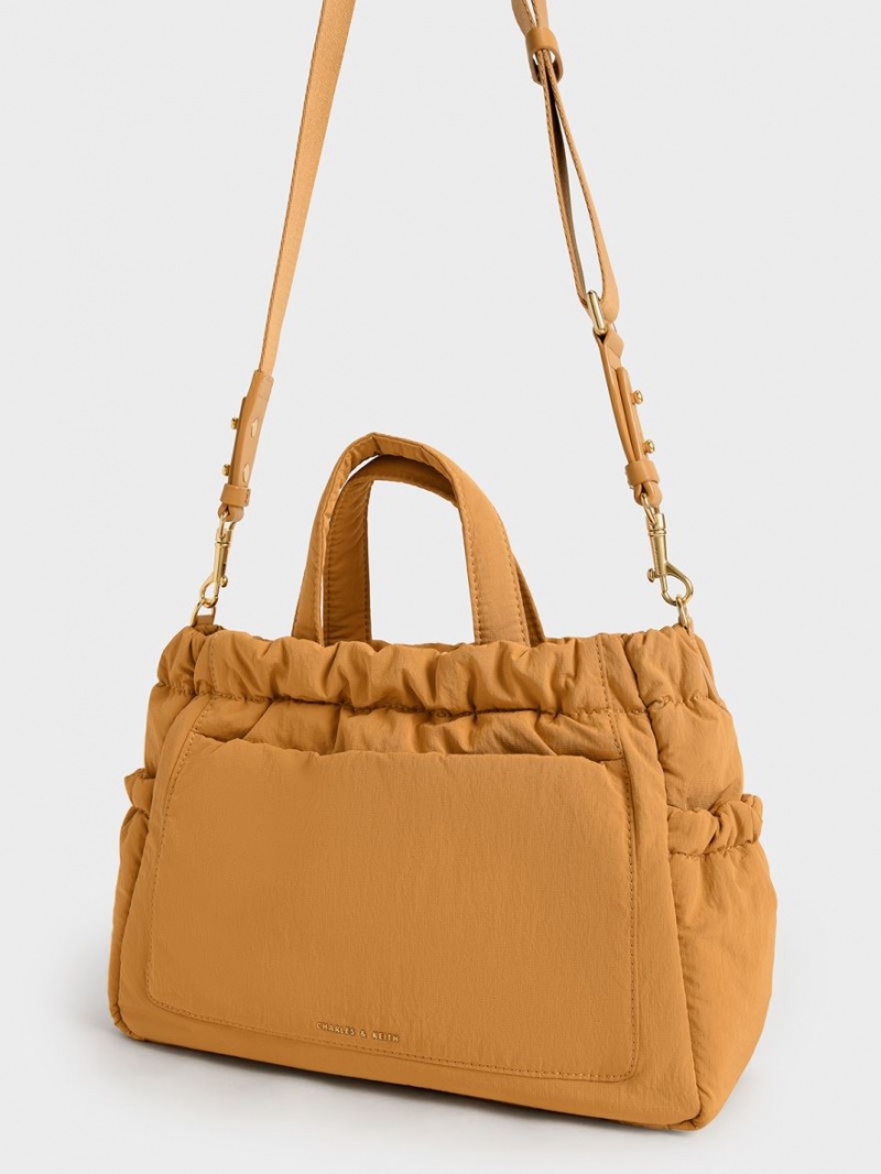 Charles & Keith Aspen Ruched Double Handle Tragetaschen Orange | 967ZNPAIO