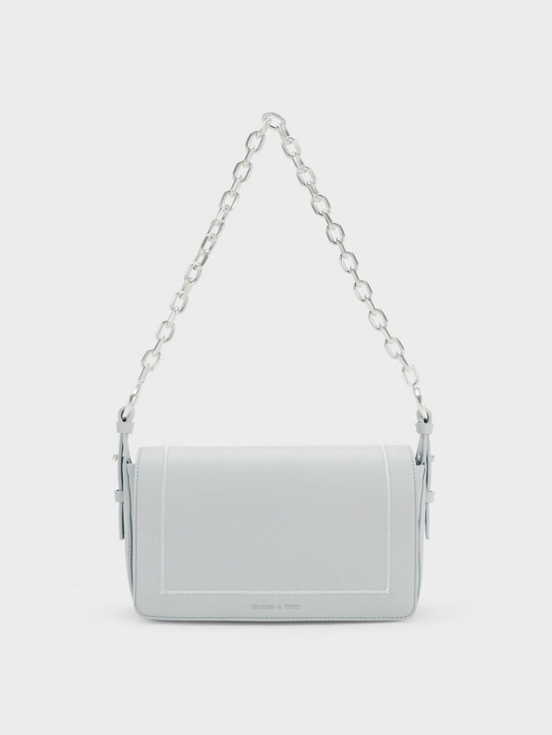 Charles & Keith Astra Chain Handtasche Hellgrau | 952SZIXVE