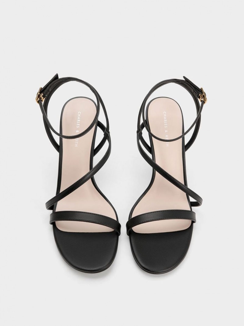 Charles & Keith Asymmetric Riemchen Sandalen Absatz Schwarz | 134NIYRZS