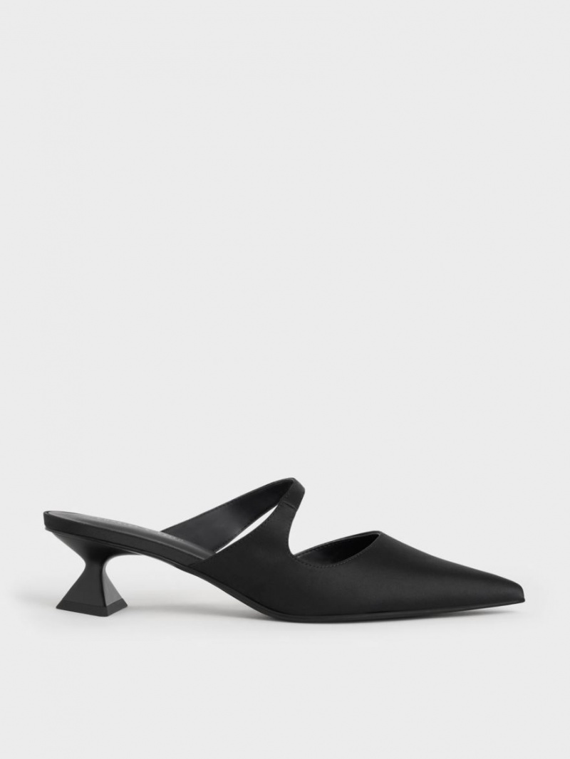 Charles & Keith Asymmetric Sculptural Heel Pumps Schwarz | 527AVFGLO