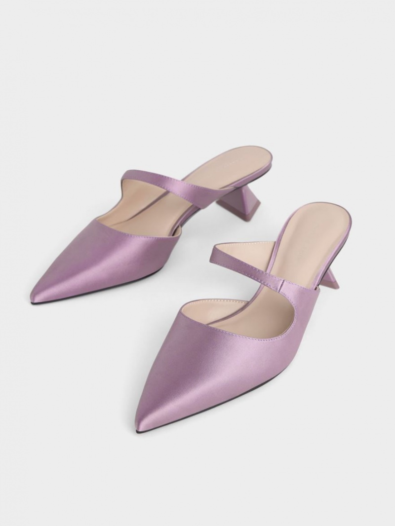 Charles & Keith Asymmetric Sculptural Heel Pumps Lila | 912JQSAMF