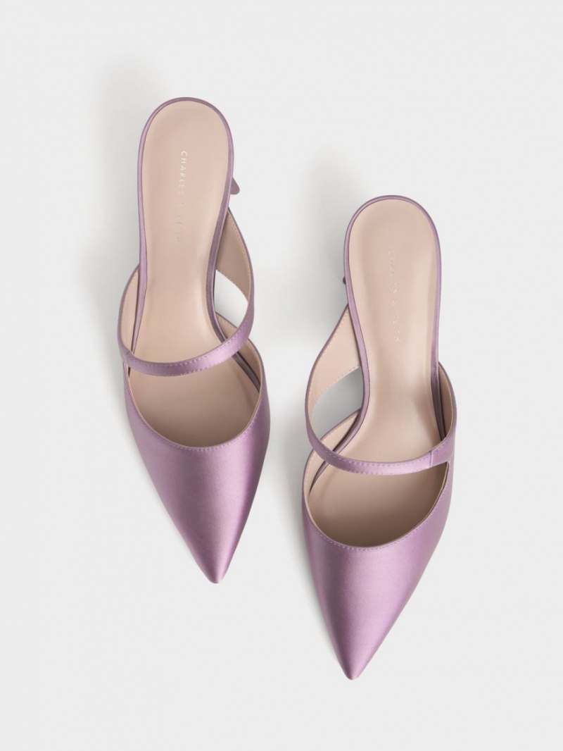 Charles & Keith Asymmetric Sculptural Heel Pumps Lila | 912JQSAMF