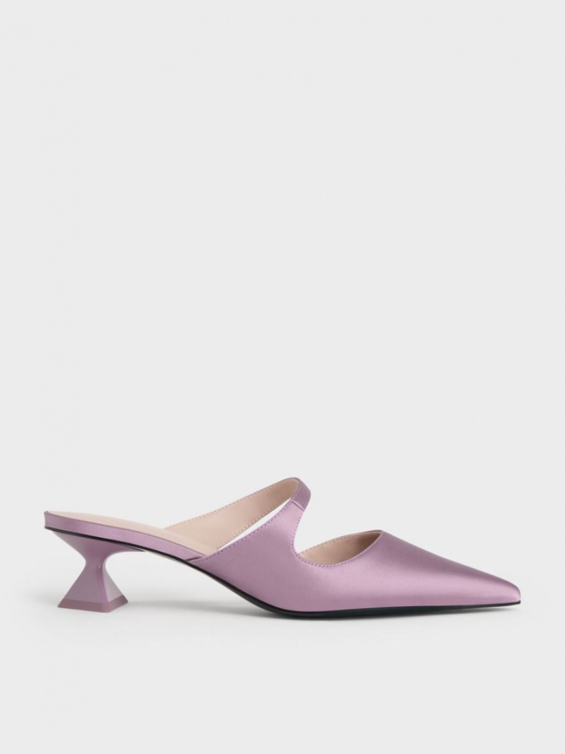 Charles & Keith Asymmetric Sculptural Heel Pumps Lila | 912JQSAMF