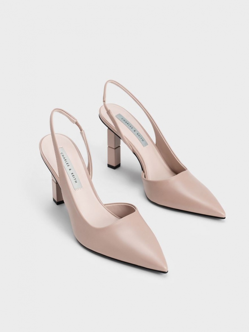 Charles & Keith Asymmetric Sculptural Heel Pumps Beige | 172OWVBUT