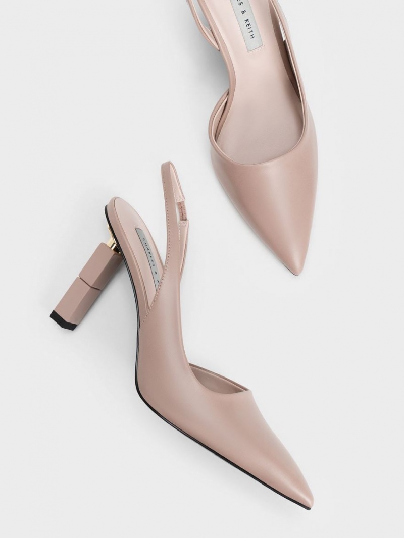 Charles & Keith Asymmetric Sculptural Heel Pumps Beige | 172OWVBUT