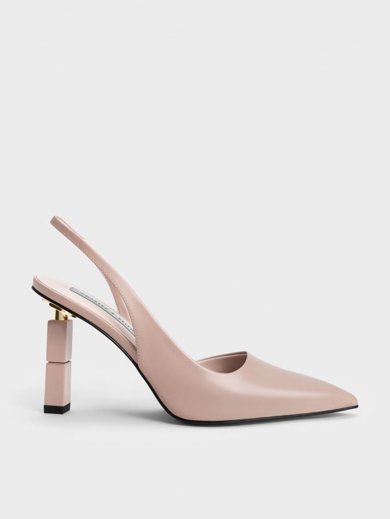 Charles & Keith Asymmetric Sculptural Heel Pumps Beige | 172OWVBUT