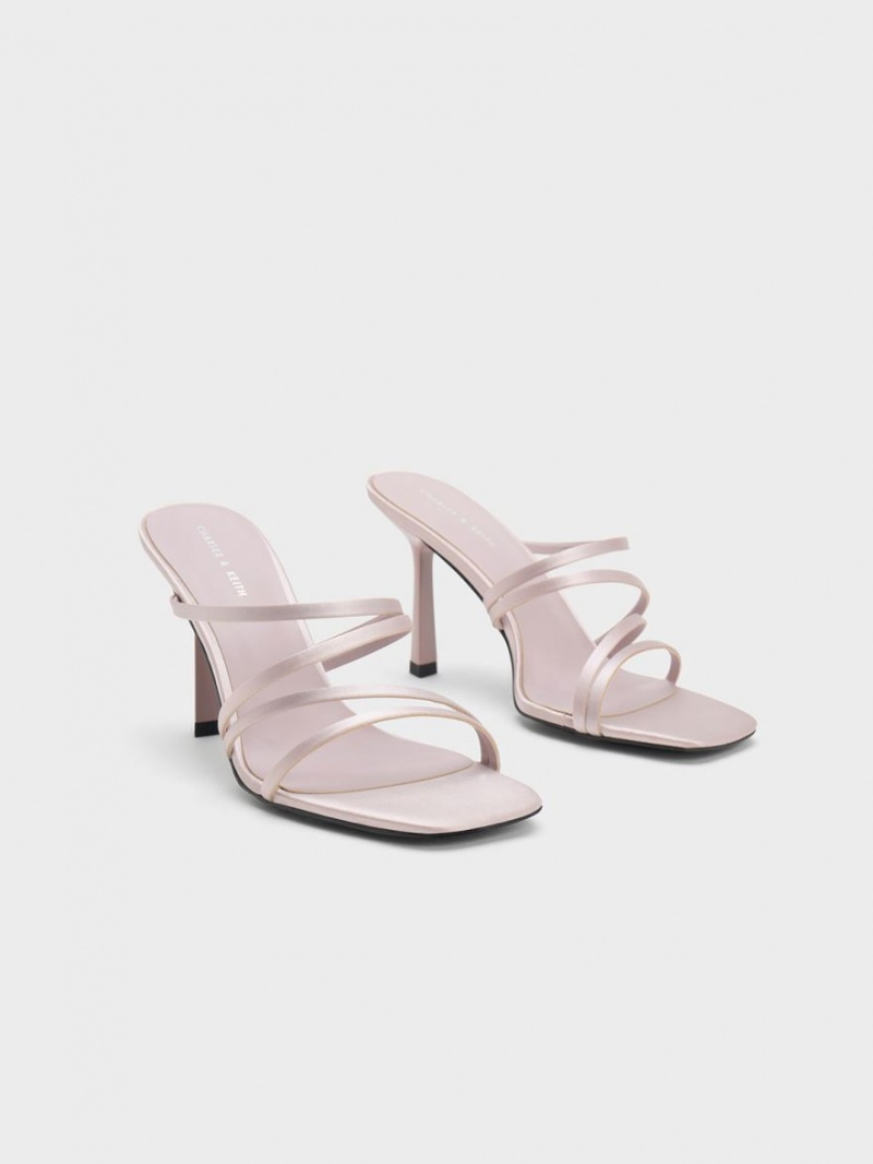 Charles & Keith Asymmetric Square-Kappe Absatz Mules Lila | 869PQAHKD