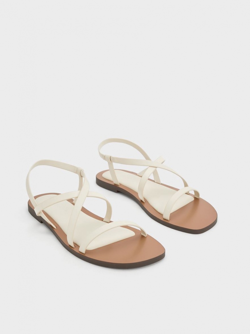 Charles & Keith Asymmetrical Riemchensandalen Weiß | 597CRAPIJ