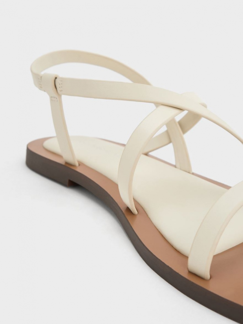 Charles & Keith Asymmetrical Riemchensandalen Weiß | 597CRAPIJ