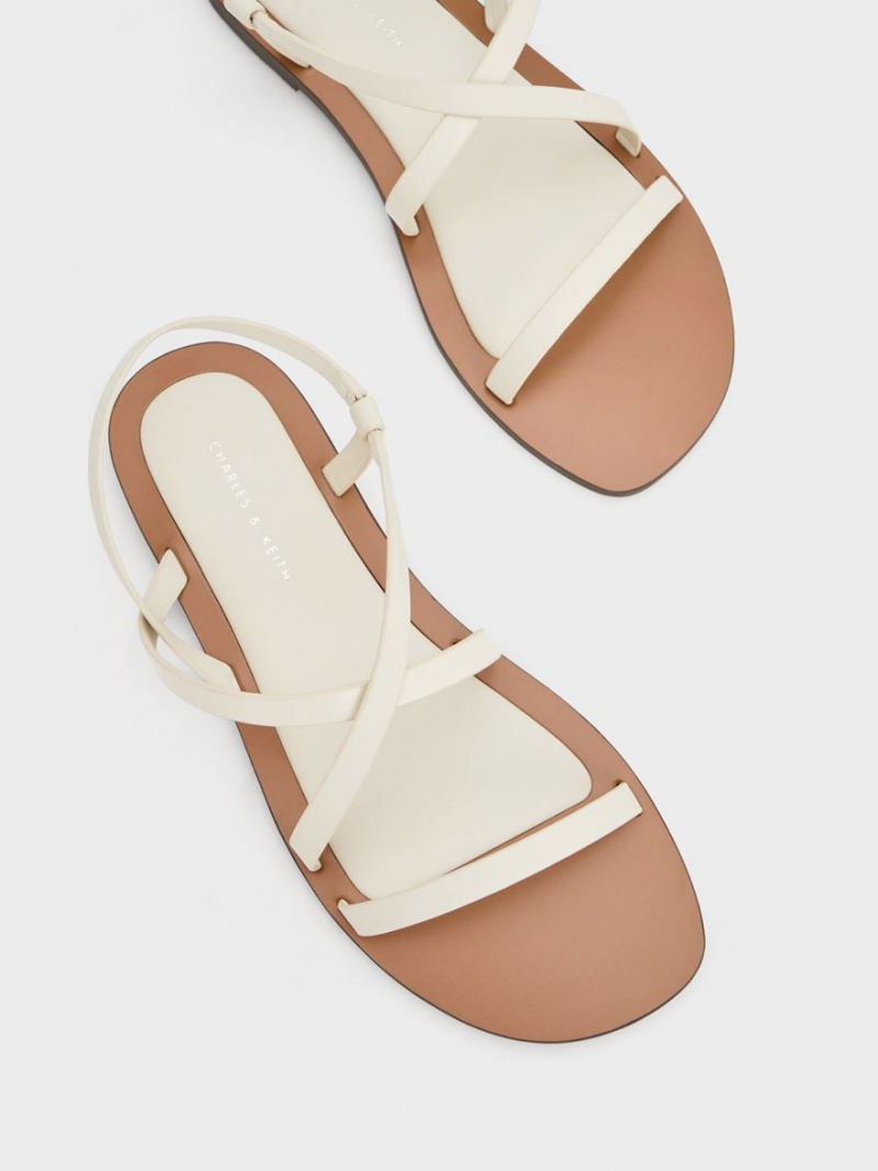 Charles & Keith Asymmetrical Riemchensandalen Weiß | 597CRAPIJ