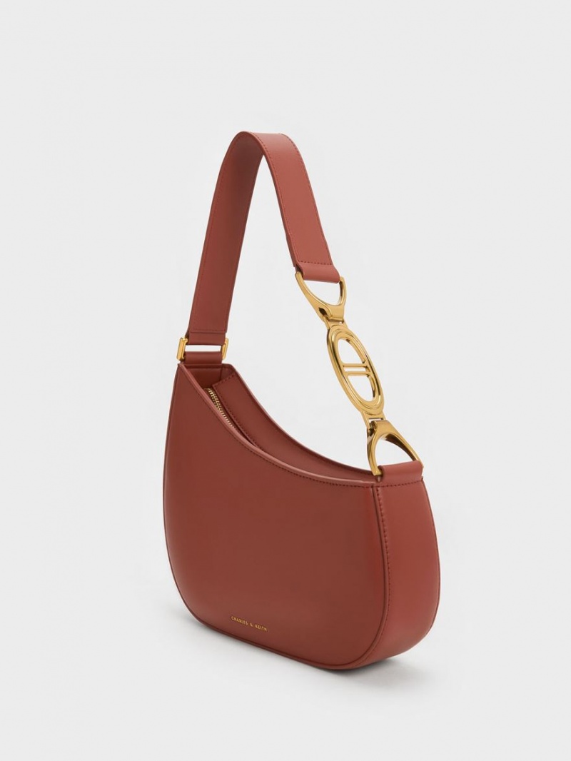 Charles & Keith Asymmetrical Schultertaschen Braun | 920OAFKGL