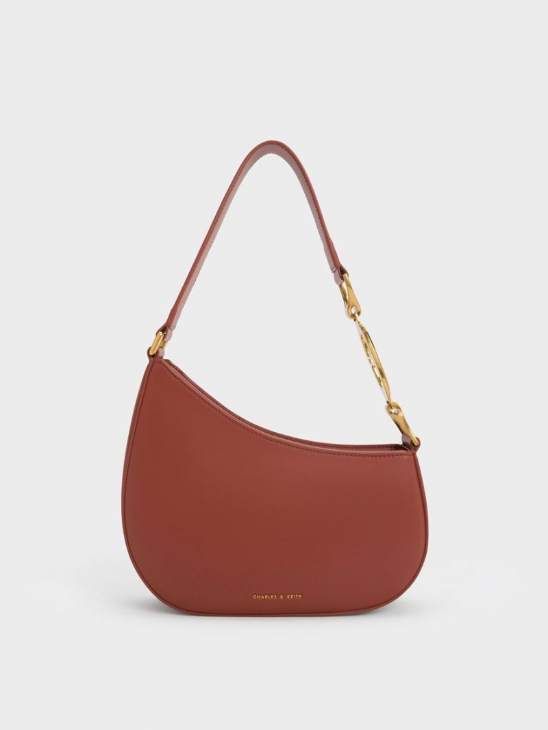 Charles & Keith Asymmetrical Schultertaschen Braun | 920OAFKGL