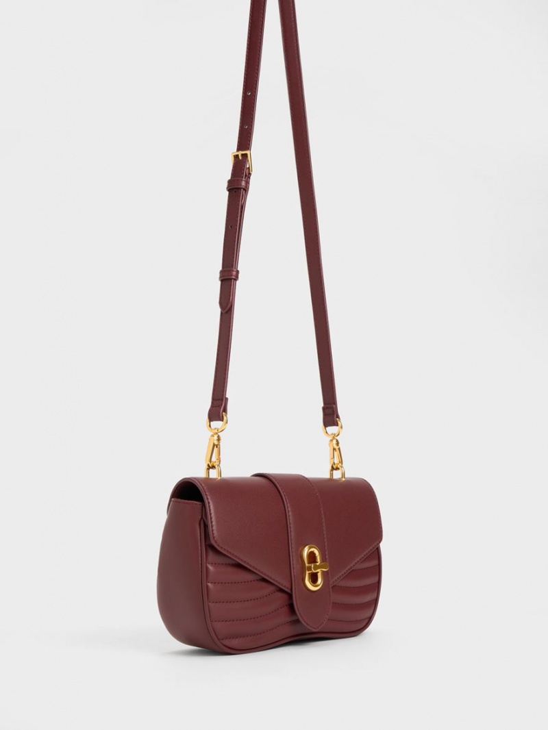 Charles & Keith Aubrielle Panelled Crossbody Taschen Bordeaux | 849SEZJVL