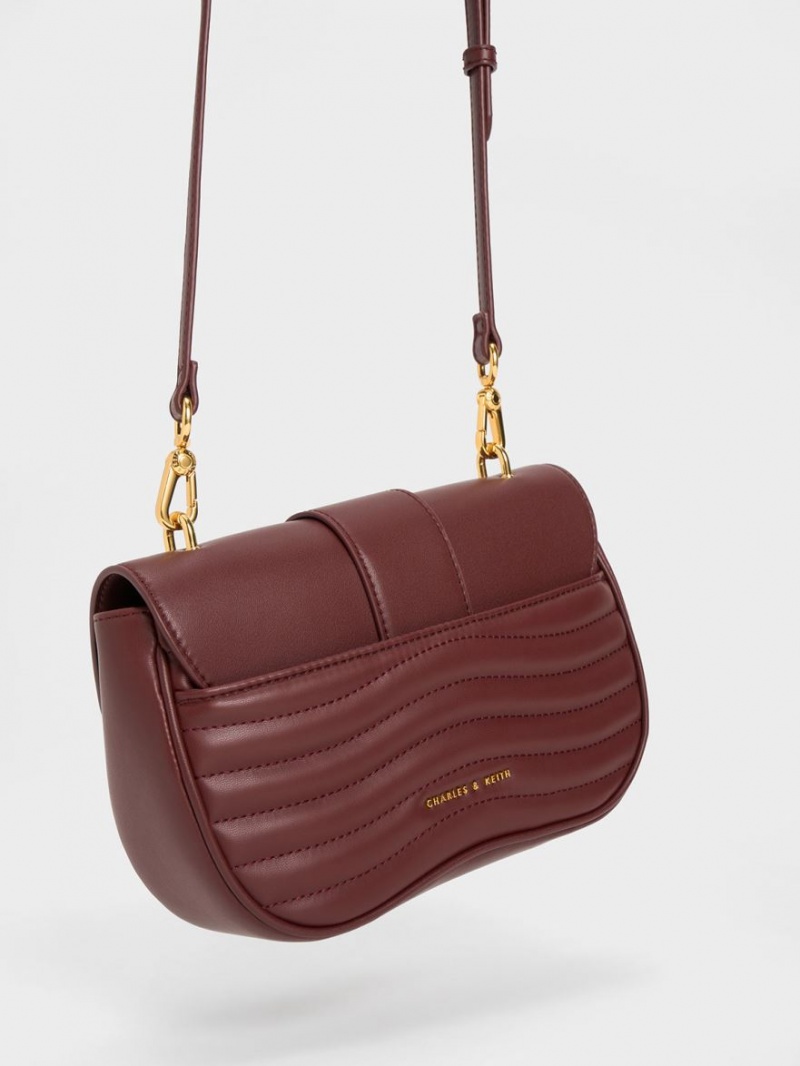 Charles & Keith Aubrielle Panelled Crossbody Taschen Bordeaux | 849SEZJVL