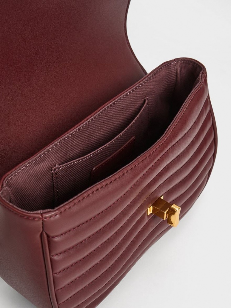 Charles & Keith Aubrielle Panelled Crossbody Taschen Bordeaux | 849SEZJVL