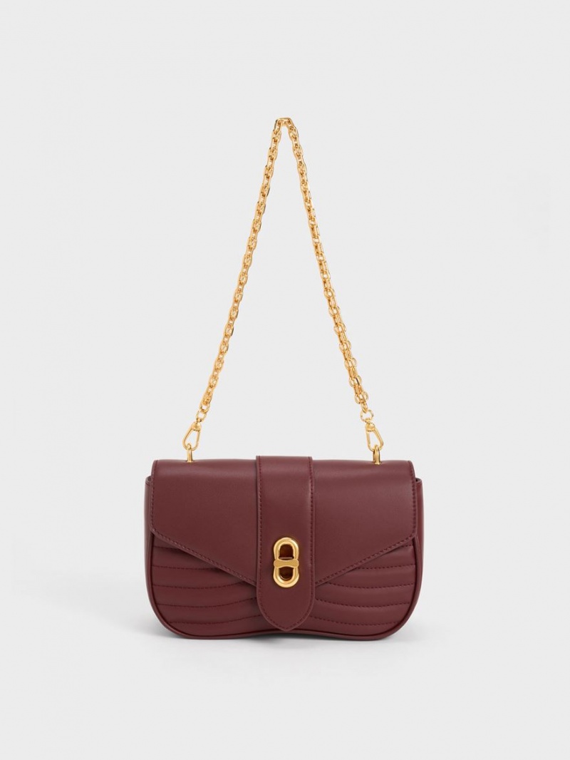 Charles & Keith Aubrielle Panelled Crossbody Taschen Bordeaux | 849SEZJVL