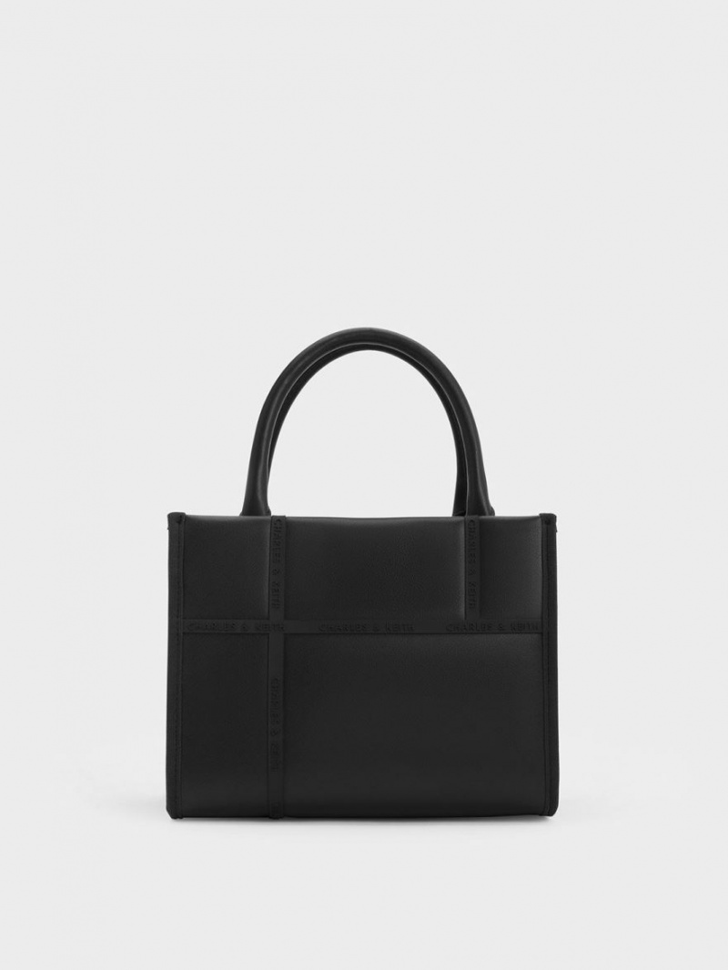 Charles & Keith Avenue Contrast-Trim Tragetaschen Schwarz | 024QBRSMI