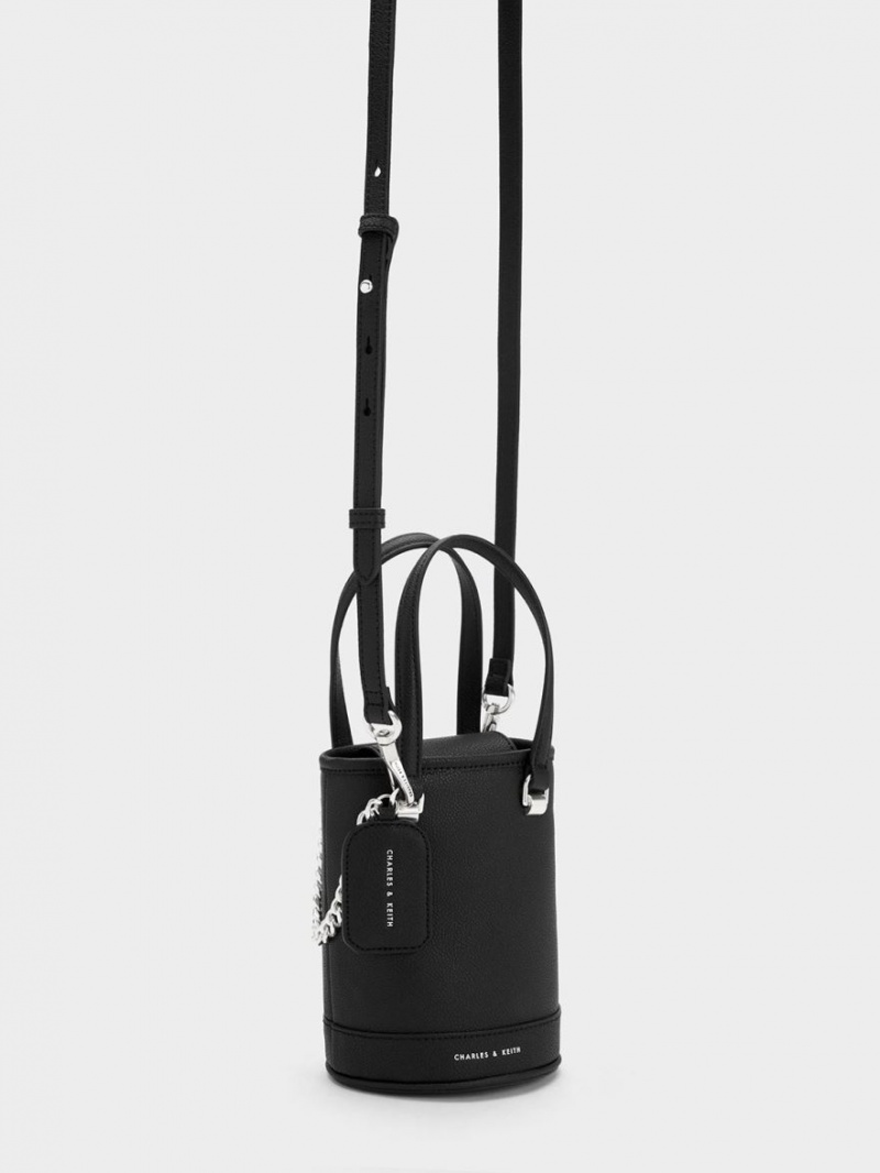 Charles & Keith Avis Cylindrical Bucket Tasche Schwarz | 591HMLEDS