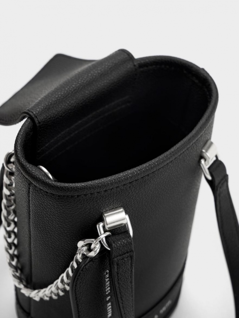 Charles & Keith Avis Cylindrical Bucket Tasche Schwarz | 591HMLEDS