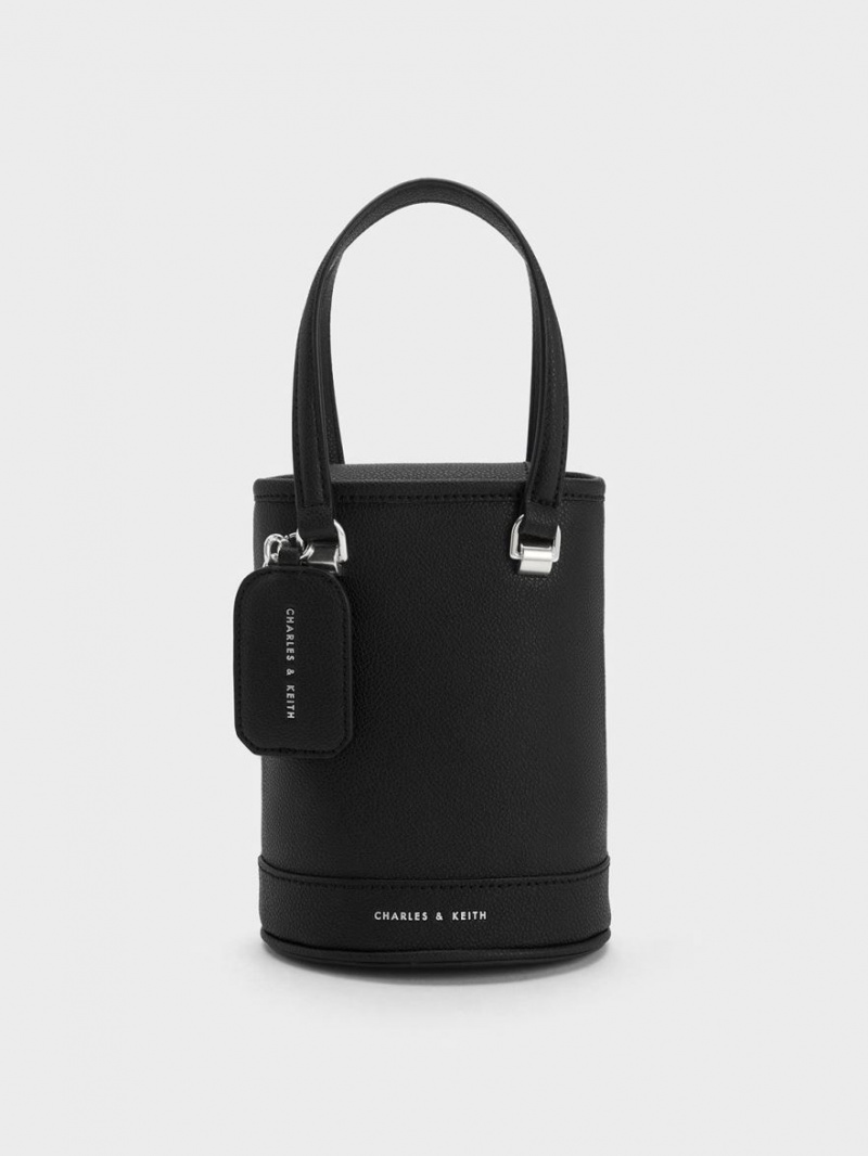 Charles & Keith Avis Cylindrical Bucket Tasche Schwarz | 591HMLEDS