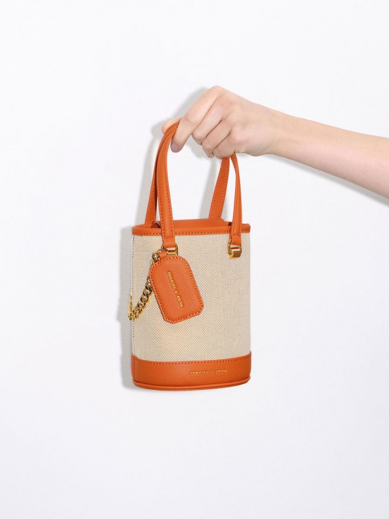 Charles & Keith Avis Cylindrical Bucket Tasche Orange | 856LMKTPW