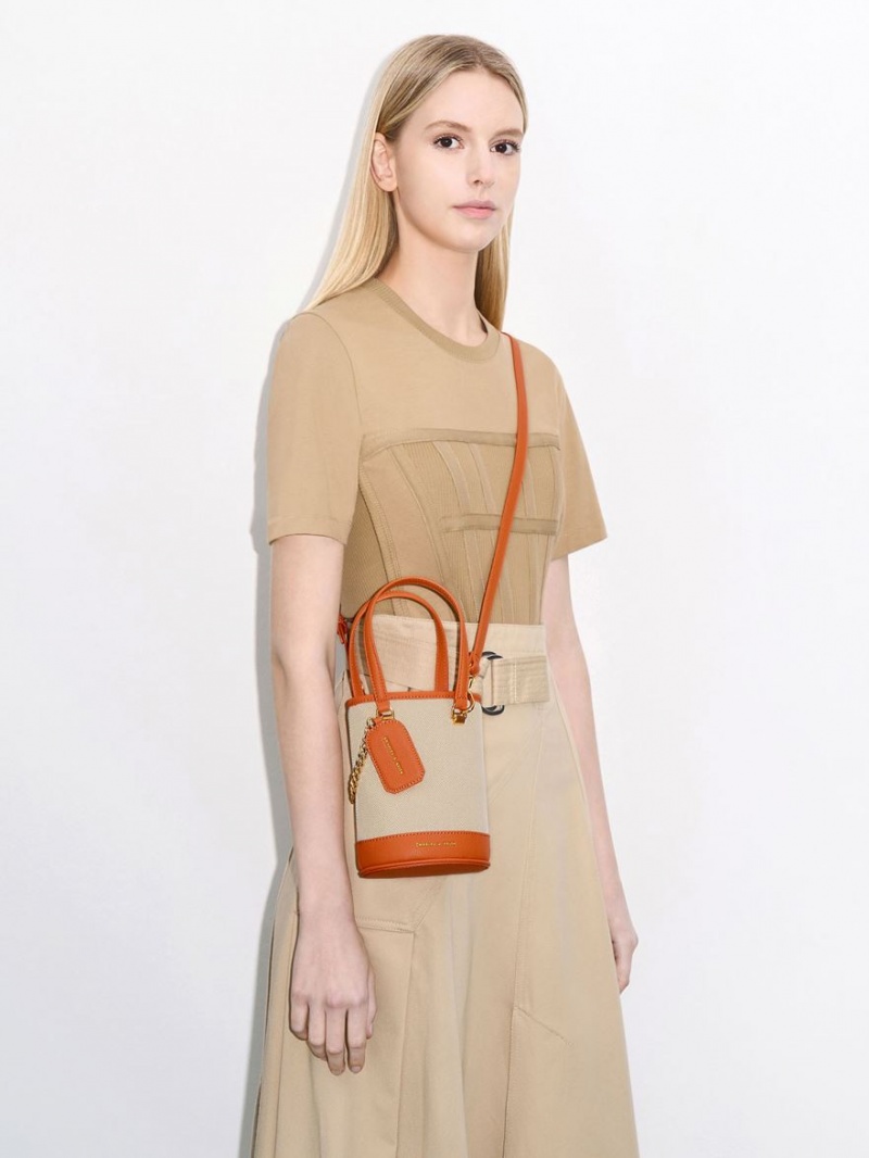 Charles & Keith Avis Cylindrical Bucket Tasche Orange | 856LMKTPW