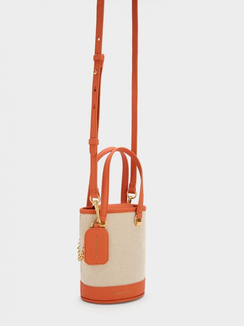 Charles & Keith Avis Cylindrical Bucket Tasche Orange | 856LMKTPW