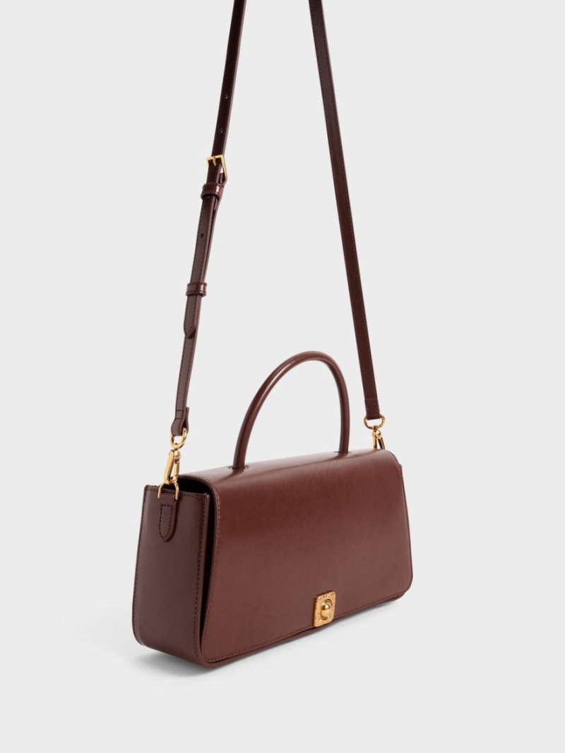 Charles & Keith Avis Elongated Handle Trapeze Schultertaschen Schokolade | 659MESTXI