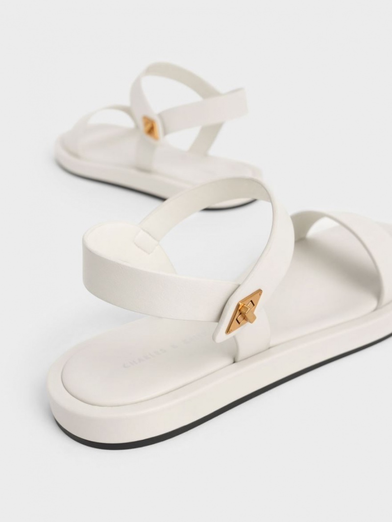 Charles & Keith Back Riemchensandalen Weiß | 067AGJSET