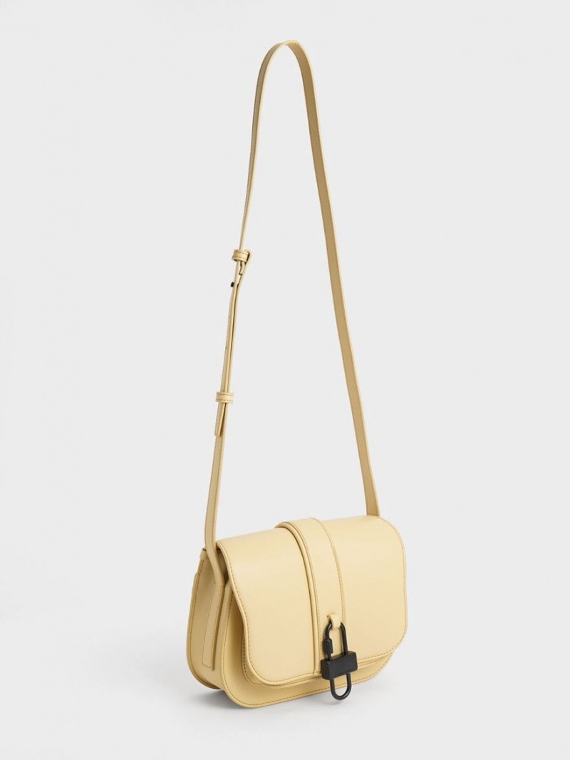 Charles & Keith Balta Padlock Crossbody Taschen Beige | 671YQAOHD