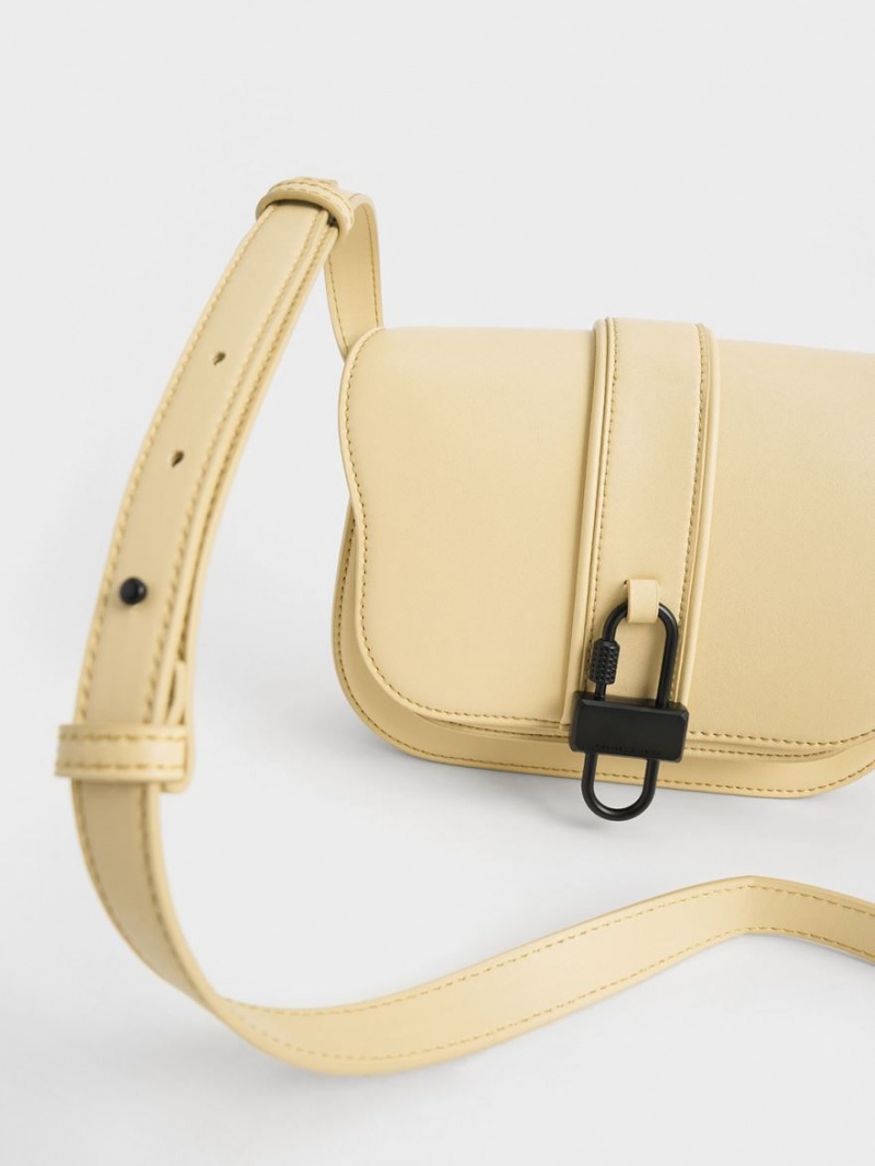 Charles & Keith Balta Padlock Crossbody Taschen Beige | 671YQAOHD